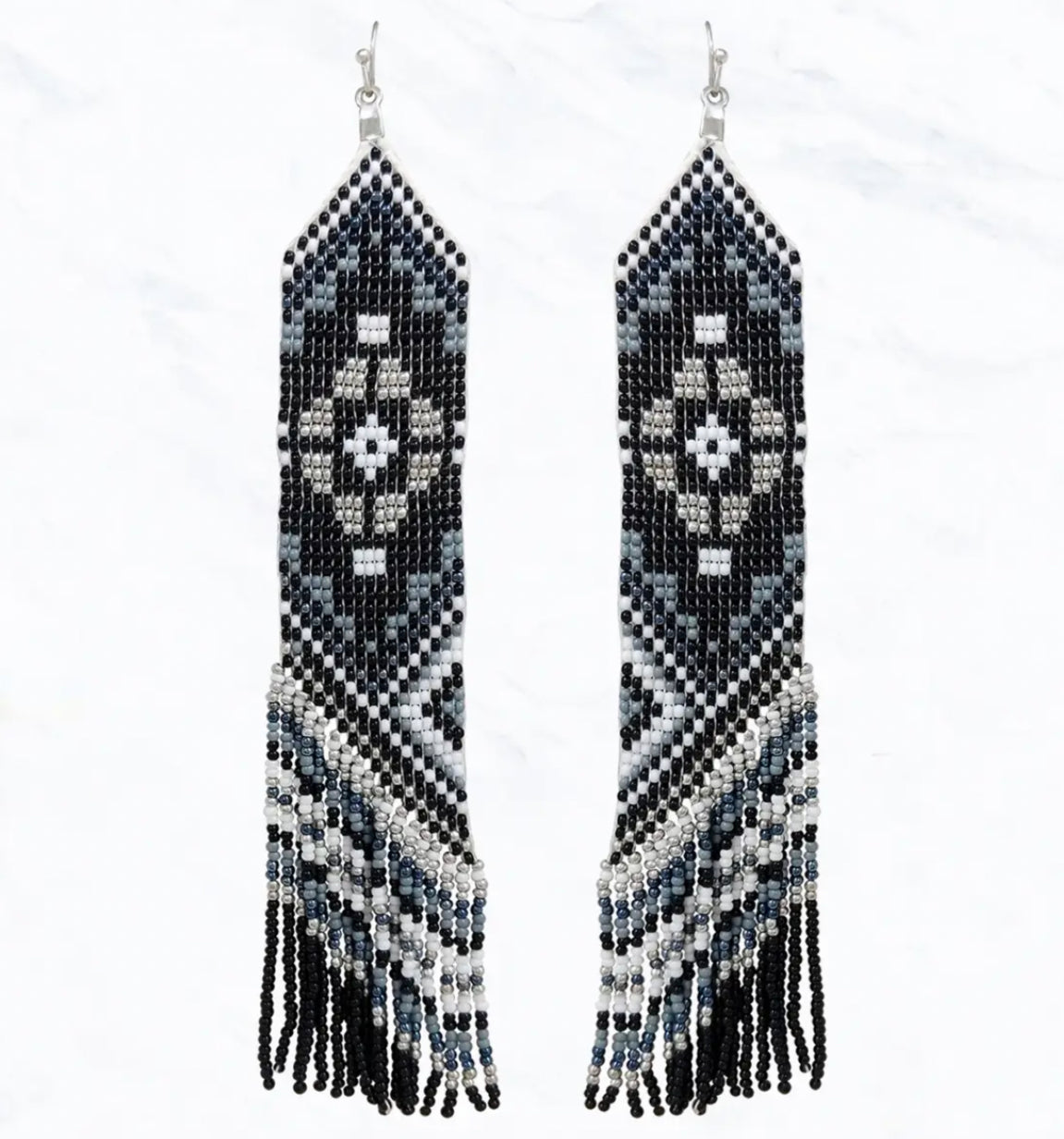 Aztec Pattern Seed Bead Western Earrings